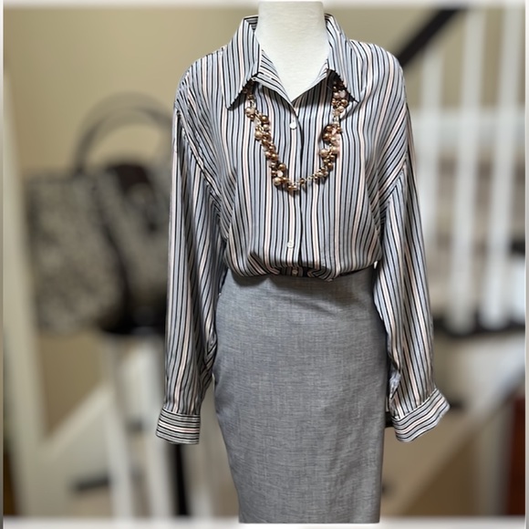 Talbots stripped silk shirt - Picture 1 of 10